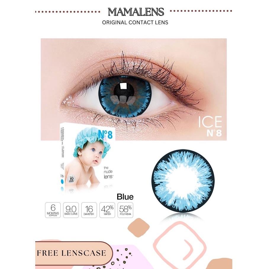 SOFTLENS ICE N8 COLOR BIGEYES 16MM MINUS 0.50 SD 3.00 FREE LENSCASE - MAMALENS