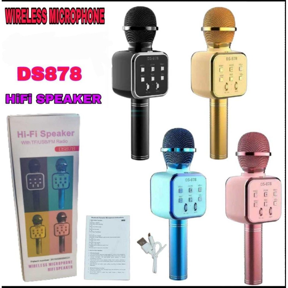 (COD) MIC SPEAKER DS-878 MICROPHONE BLUETOOTH KARAOKE SMULE WIRELESS