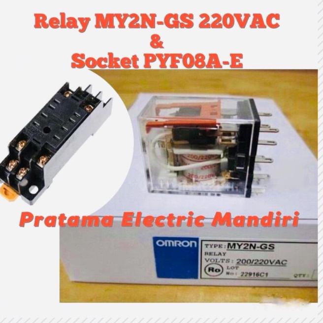 OMRON Relay MY2N-GS MY2N 220VAC 220V dan Socket PYF08A-E ORIGINAL