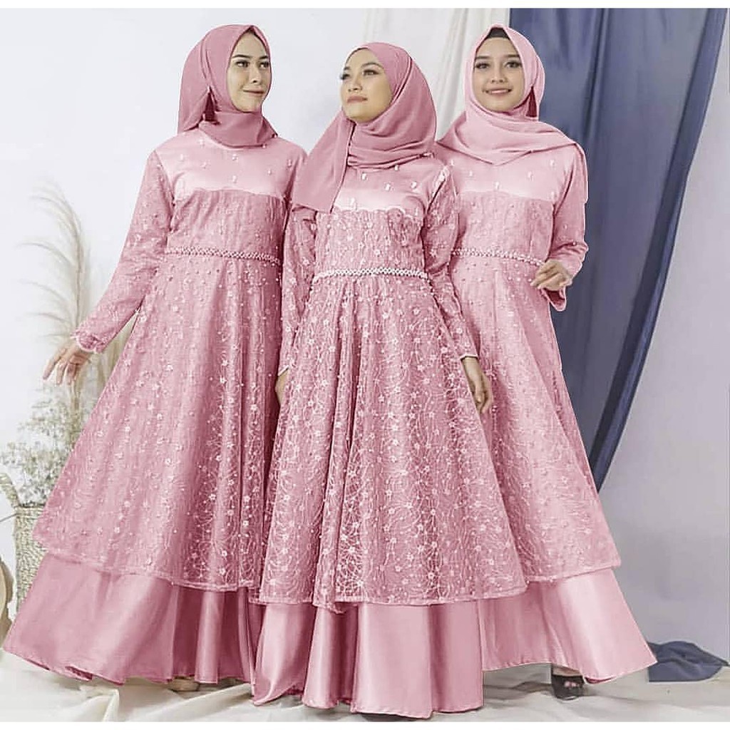 Amanda dress wanita - dress muslimah - dress satin / kondangan dress