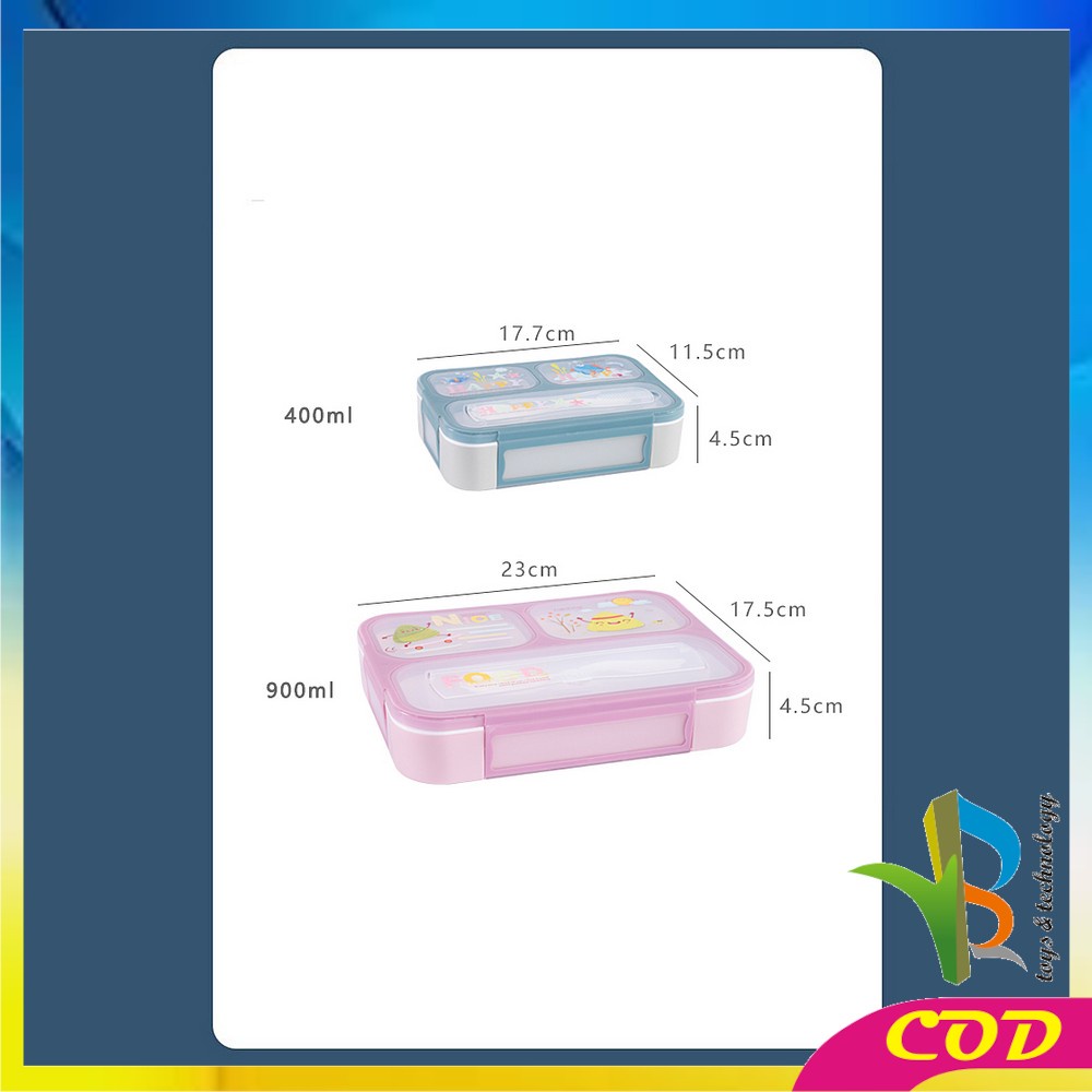 RB-C448 C449 Lunch Box Set Anak 3 Sekat BPA FREE Karakter Dengan Sendok Tempat Makan Anak Kotak Bekal Anak Motif Lucu