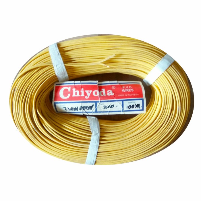 Kabel Serabut Twin Round 2X10 100Yard Chiyoda Kuning Cod