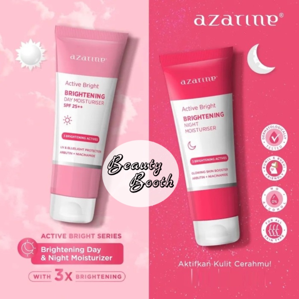 AZARINE Active Bright Series | Brightening Day Moisturiser 20gr | Brightening Night Moisturiser | Facial Foam