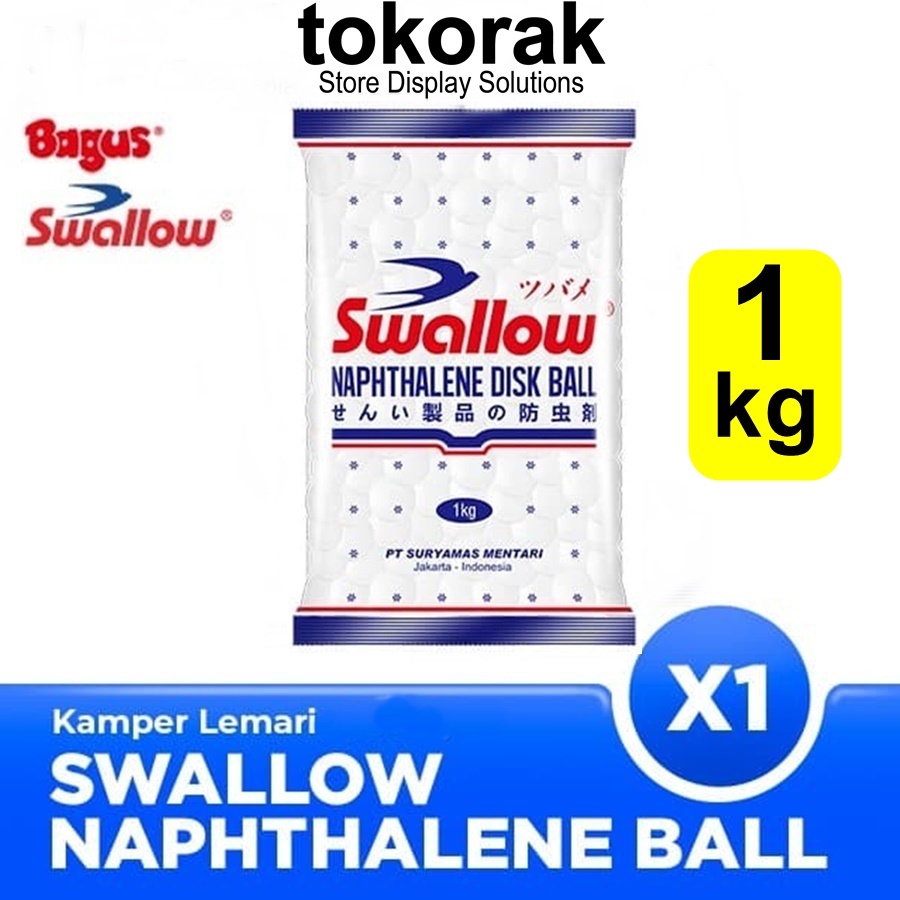 SWALLOW KAMPER NAPHTHALENE 1 KG DISK BALL PUTIH 1000 GRAM KAPUR BARUS