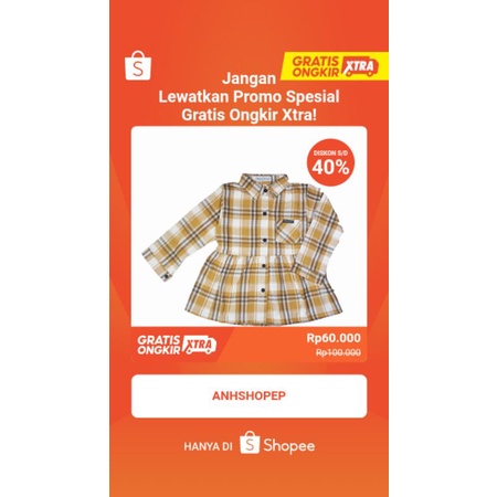 Kemeja Flanel / Kemeja Anak Perempuan