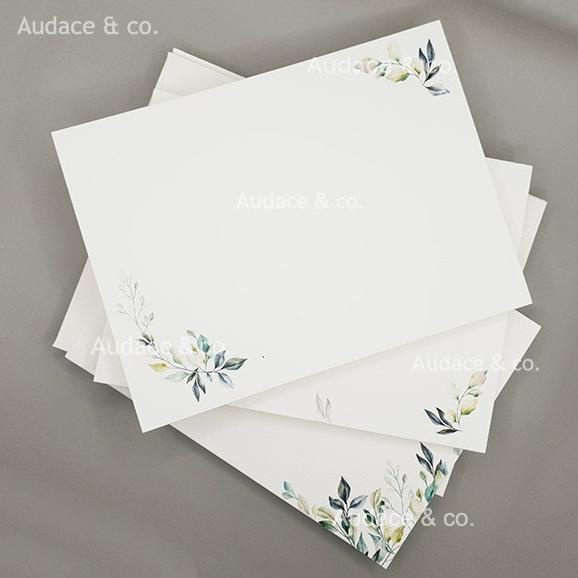 9 pcs/set kartu "Daun" & amplop kartu ucapan kosong custom nama