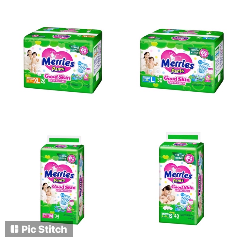 Merries Pants XL26 L30 M34 S40 popok bayi terangku shop
