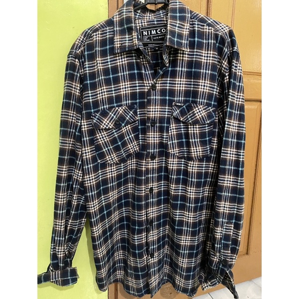 Flanel Nimco Biru Size M Preloved Free Ongkir