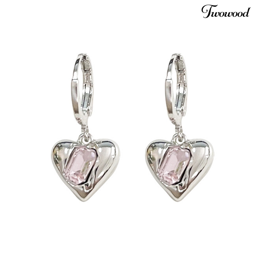 1 Pasang Anting Liontin Bentuk Hati Anti Oksidasi Tahan Lama Untuk Wanita