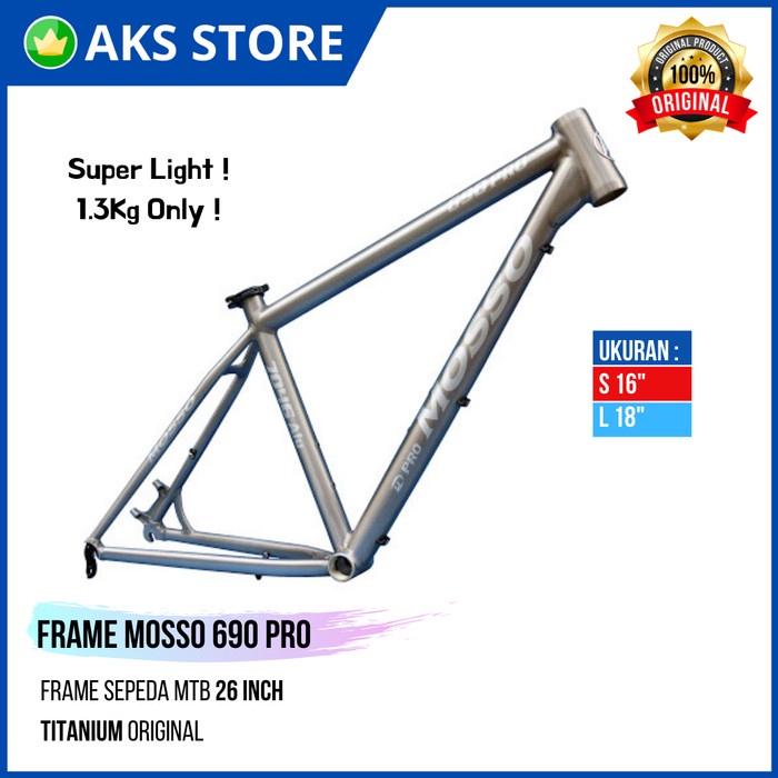 Frame Frame Rangka Sepeda Gunung Mtb Titanium Mosso 690 Pro Alloy 26" S & L