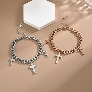 Gelang tangan sisik salib titanium anti karat harga grosir bisa cod