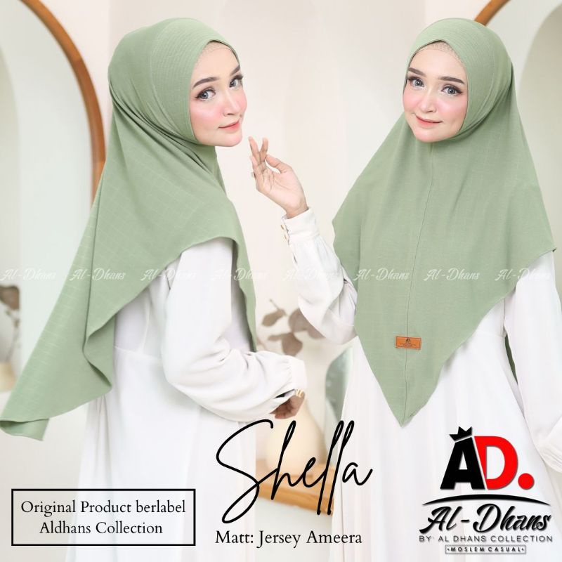 [ Ori Aldhans ] SHELLA••hijab bergo malay ••soft pet••hijab instan jersey ameera