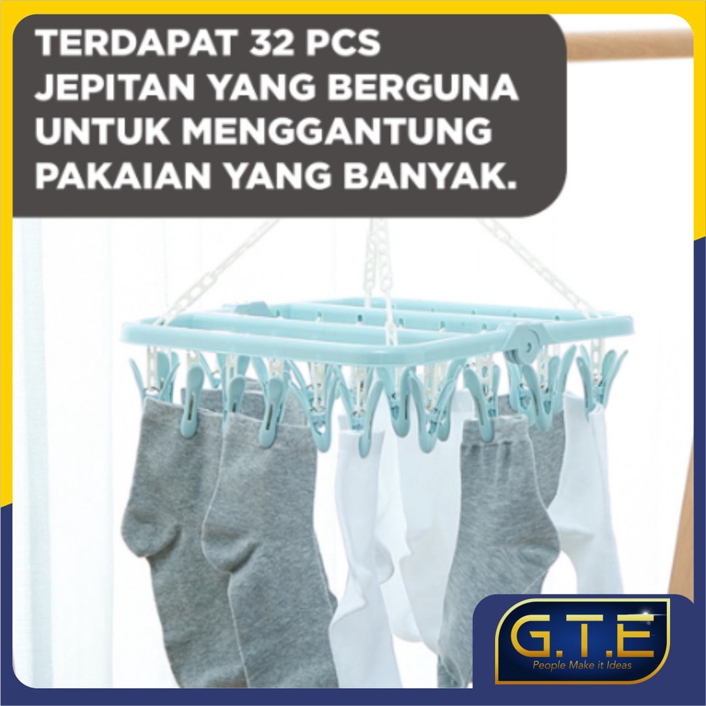 GTE | HANGER SERBAGUNA 32 JEPIT | GANTUNGAN BAJU | GANTUNGAN JEMURAN | 32 HOOK