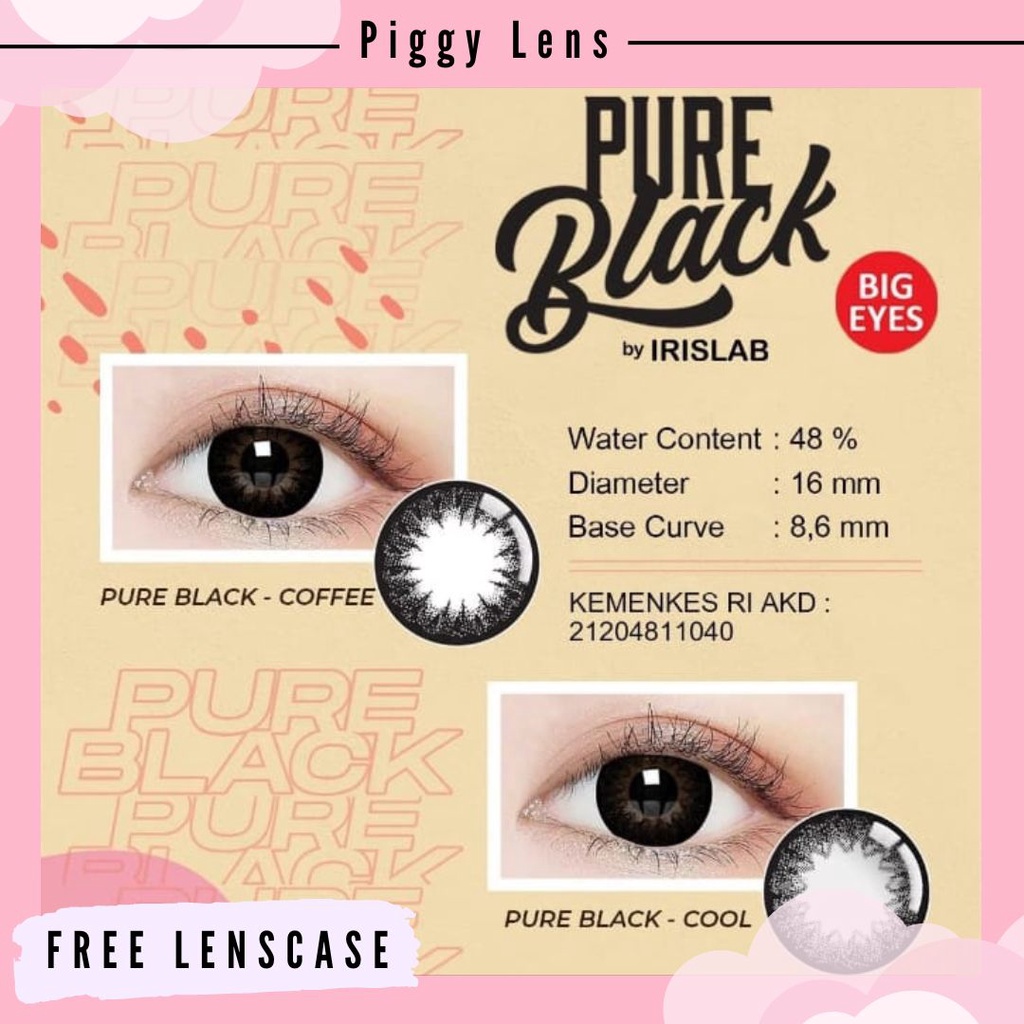 SOFTLENS PURE BLACK DIA 16MM NORMAL DAN MINUS 0.50 S/D 6.00 FREE LENSCASE