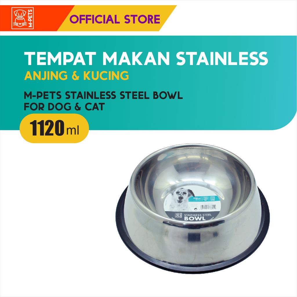 M-Pets Stainless Steel Bowl 1120 ML / Tempat Makan Hewan Stainless