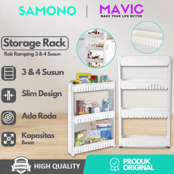 Samono Rak 3 / 4 Susun Plastik Dengan Roda Slim Design Ssr01 Ssr02