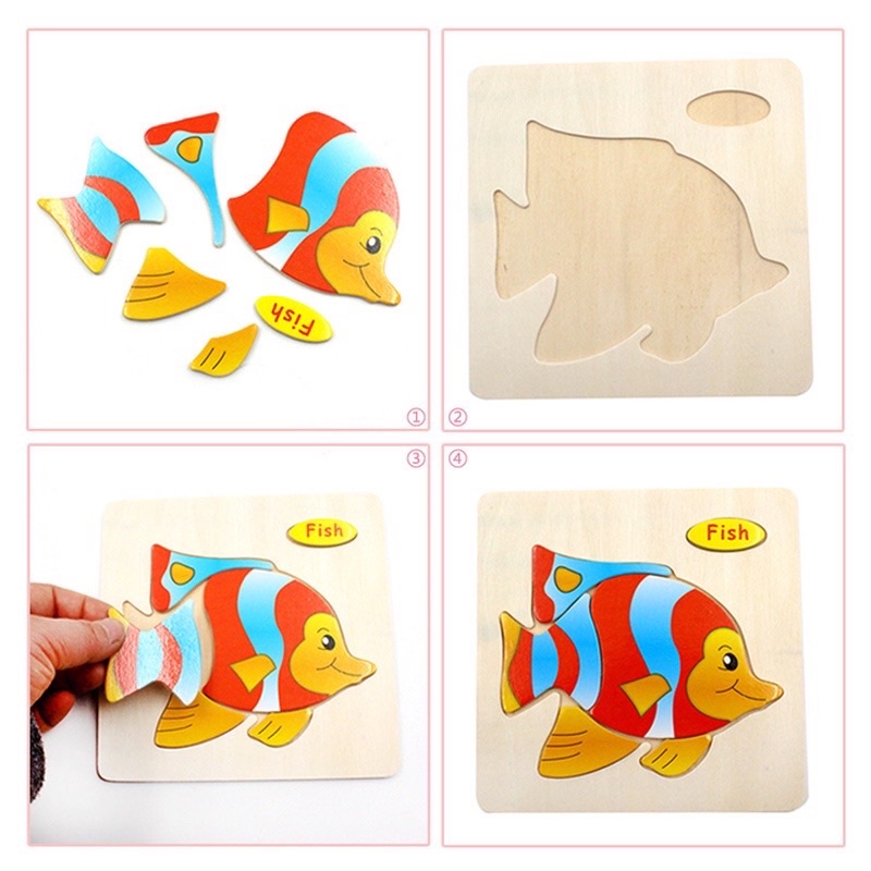 TokoPapin Puzzle Kayu 3D Wooden Puzzle Pasel Kayu Puzzle Board 3D Edukasi Anak Bayi Kayu Berkualitas Halus dan Aman Puzzle Belajar Anak