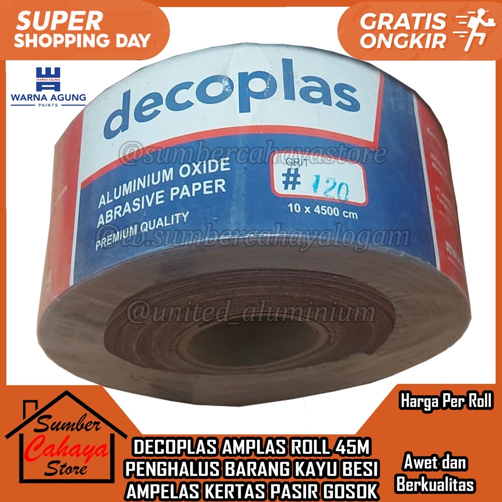 Amplas Kayu Tembok Ampelas Decoplas Abrasive Paper Per Roll Rol Kertas Gosok Grit 60 80 100 120 150 