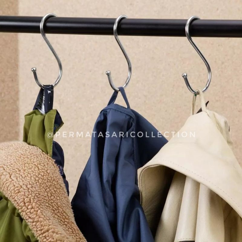 Hanger Gantungan Serbaguna Stainless Steel Alat Gantung Baju Celana Perkakas Peralatan Dapur S Kait