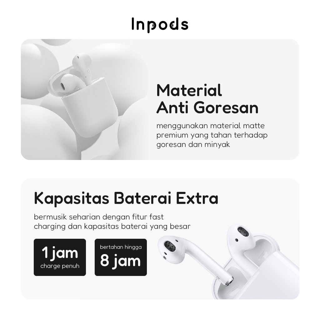 Official Inpods 12 Navy Headset Bluetooth TWS IOS &amp; Android