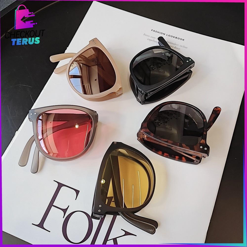 CT C662 Kacamata Hitam Wanita Korean Style Model Lipat Kaca Mata Pantai Sunglasses Anti-UV Wanita Pria Import Fashion