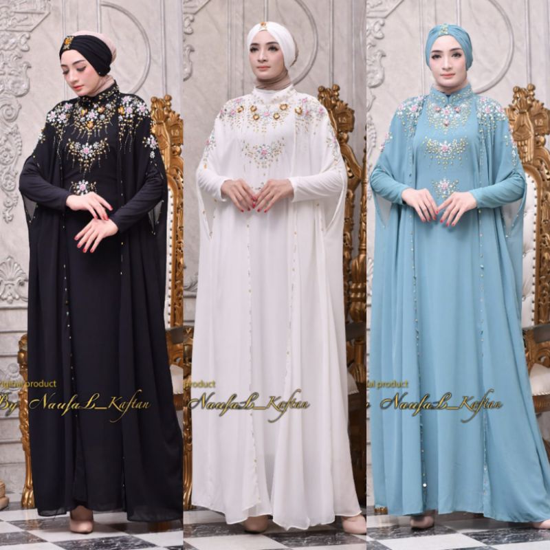 KAFTAN IVANKA + TURBAN + INNER // BAHAN CERUTY BABYDOLL GRADE A PLUS BORDIR PAYET  // KODE NAUFAL