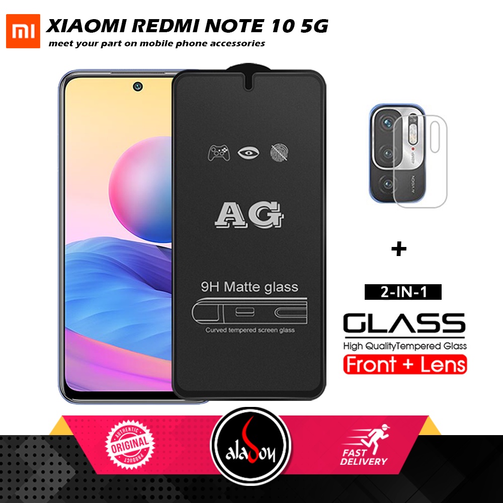 Xiaomi Redmi Note 10 5G PAKET 2IN1 Tempered Glass Matte Anti Glare Full Layar dan Tempered Glass Kamera