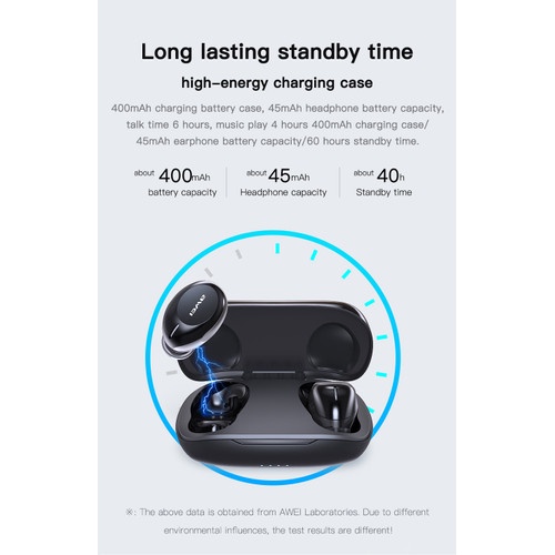 TWS AWEI Earphone True Wireless Sports Bluetooth Earbuds - T20
