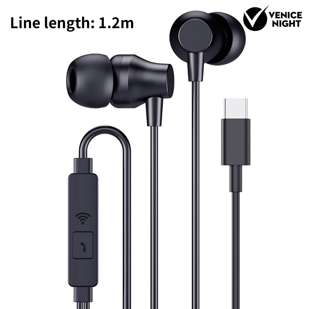 (VNEP) (Berkabel) YS6 Earphone HD-panggilan dengan Mikrofon Stereo Surround Kawat Kontrol Kebisingan-membatalkan Ponsel In-Ear Earbud untuk Rumah