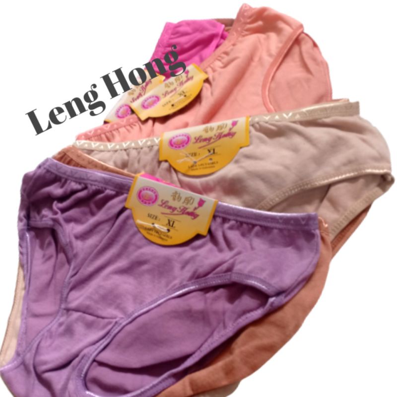 3 in 1 celana dalam wanita polos Leng hong katun paket 3 size L XL XXL