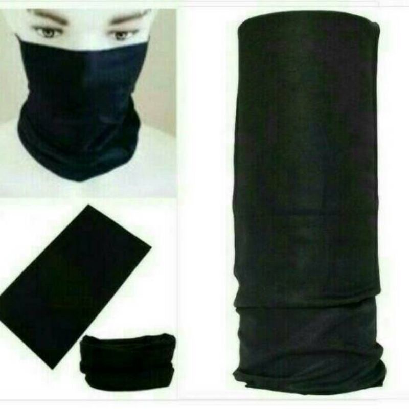 Masker Bandana Baff Multifungsi Warna Hitam Seamless