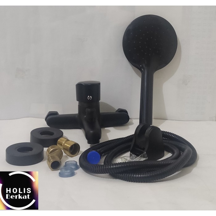 Kran Mixer Hitam / Keran Panas Dingin Black / Bathtub Shower 1 SET