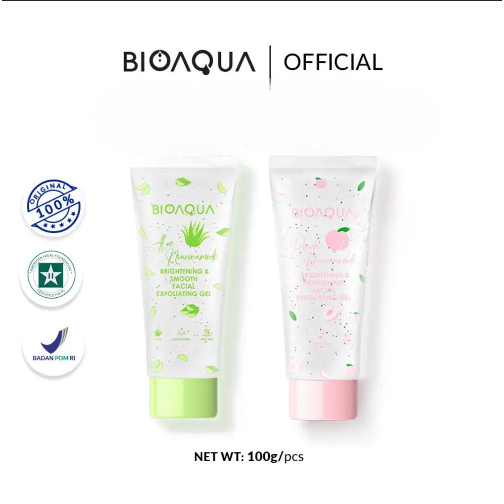 BIOAQUA Scrub Wajah Niacinamide Brightening &amp; Smooth Facial Exfoliating Gel 100g