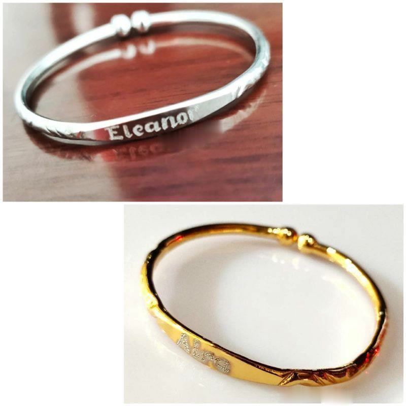 Gelang nama Monel, Gelang Lapis Emas Ukir Nama Custom ORIGINAL MONEL