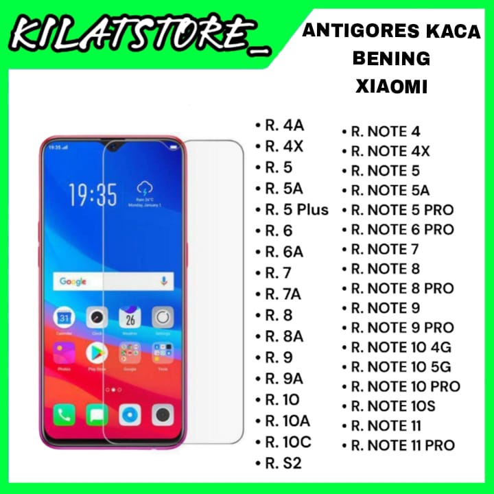 Tempered Glass Clear Bening for Xiaomi + Packing Kardus Dan Tisu