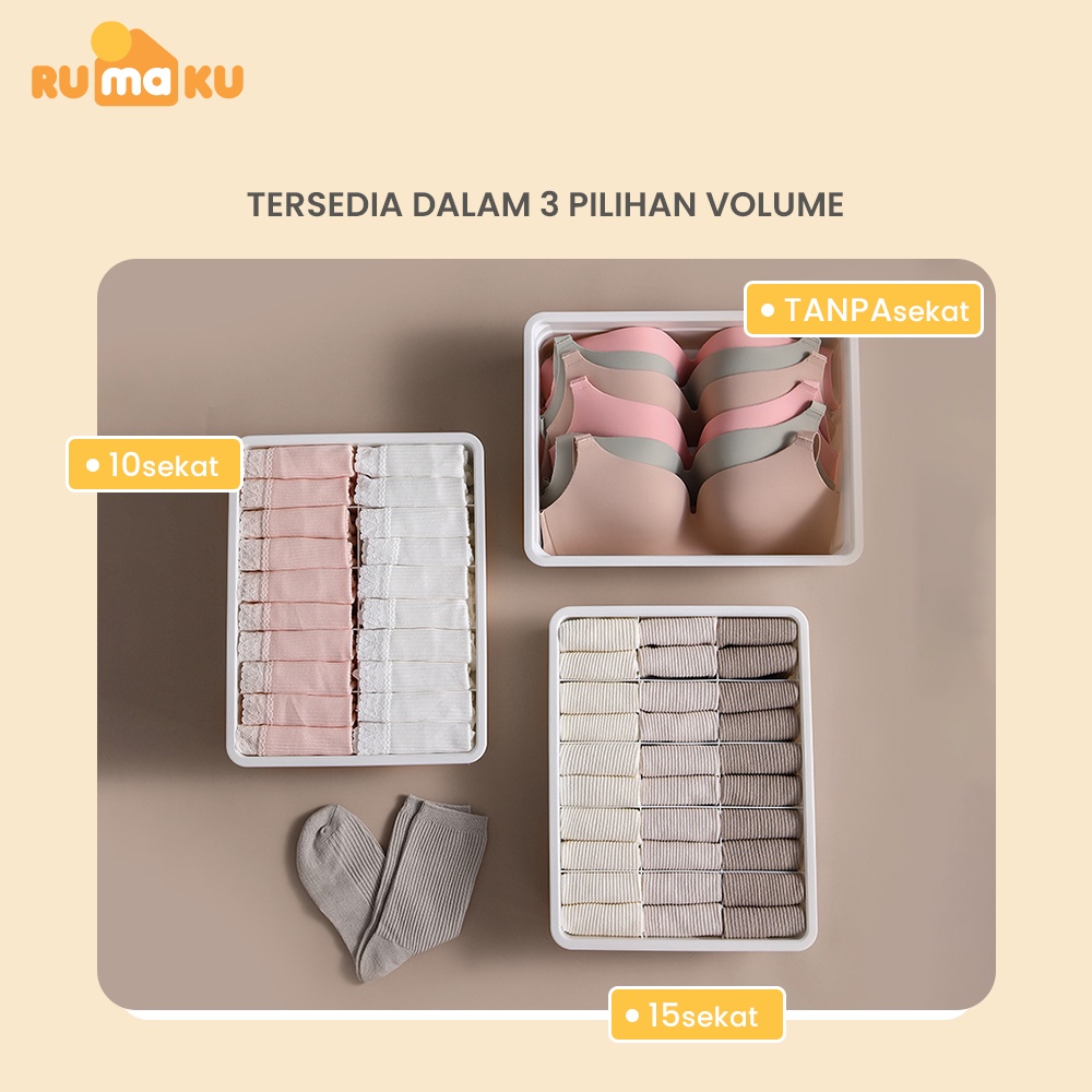 Rumaku Kotak Penyimpanan Pakaian Dalam Kaos Kaki Underwear Storage Box Tempat Penyimpanan Celana Dalam BH Serbaguna