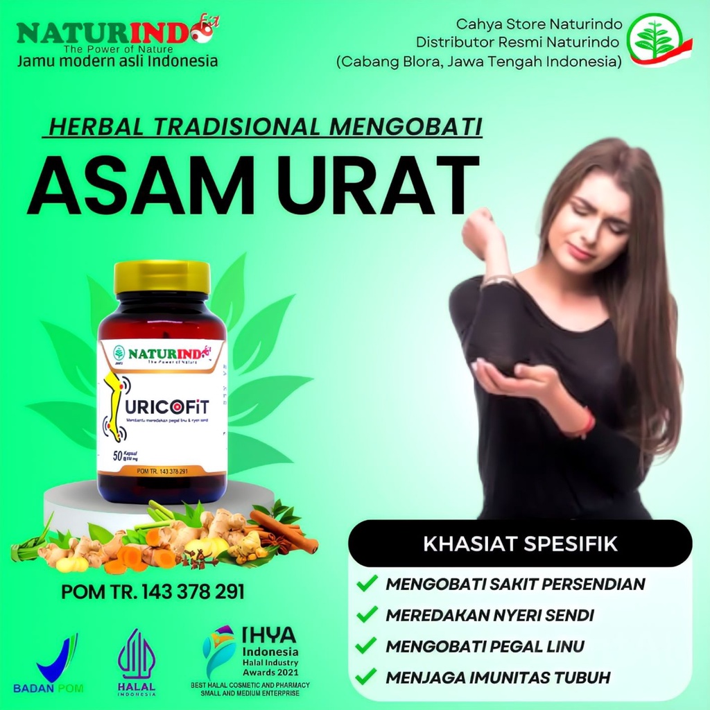 OBAT ASAM URAT OBAT HERBAL JAMU ASAM URAT NYERI SENDI FLU TULANG REMATIK URICOFIT NATURINDO ORIGINAL