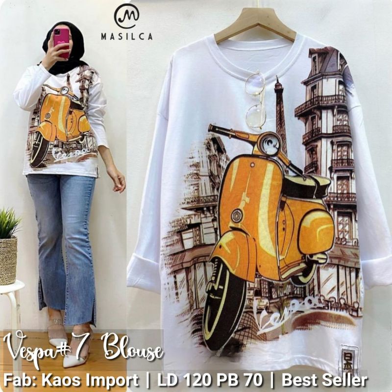 Baju wanita Tunik Atasan Blouse Jumbo Ld 120 Fit XXXL Pb 75 Vespa Blouse Masilca