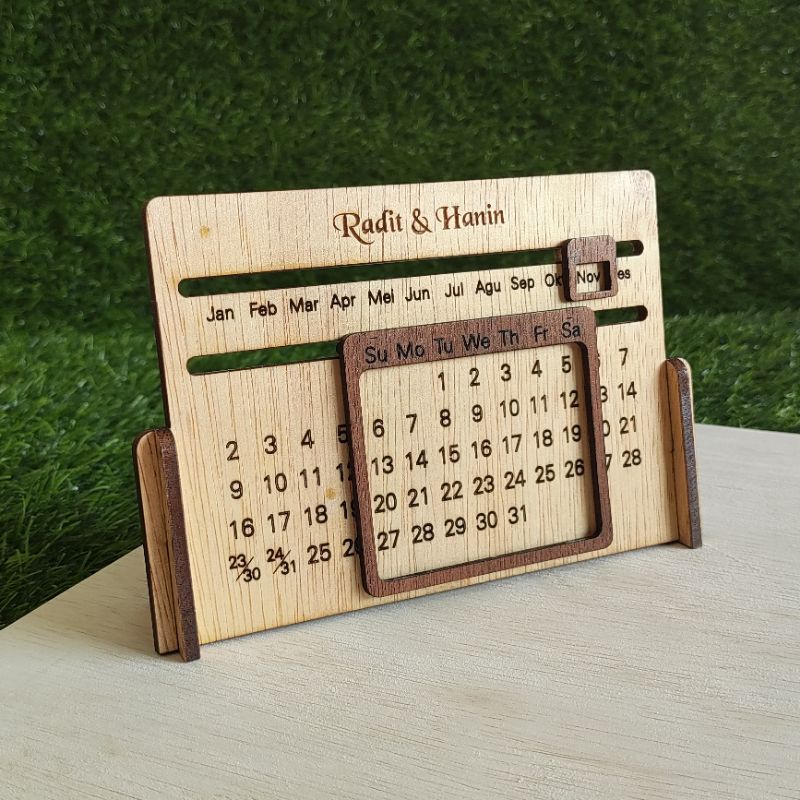 Jual Kalender Kayu Sepanjang Masa Calendar Abadi Aesthetic Shopee