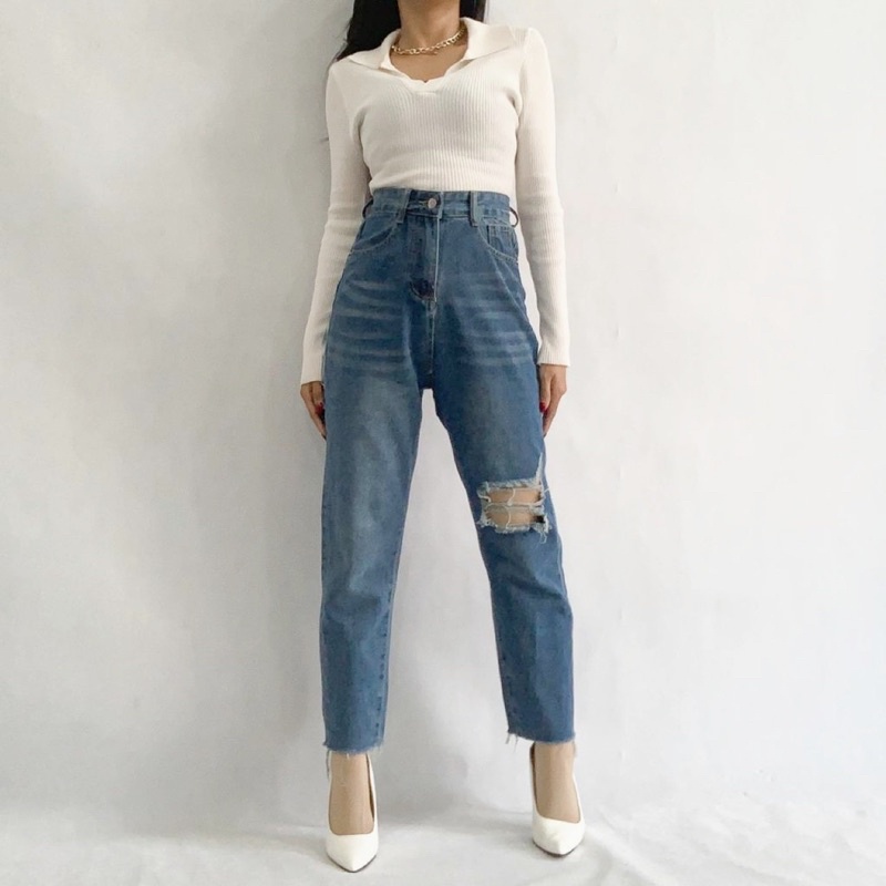 [LUXE.DLABEL]-E61 Jeans |Celana Jeans Highwaist Wanita Import Celana Panjang Jeans Highwaist Wanita Boyfriend Jeans Baggy Jeans Straight Jeans Wanita Murah Import Premium Korea