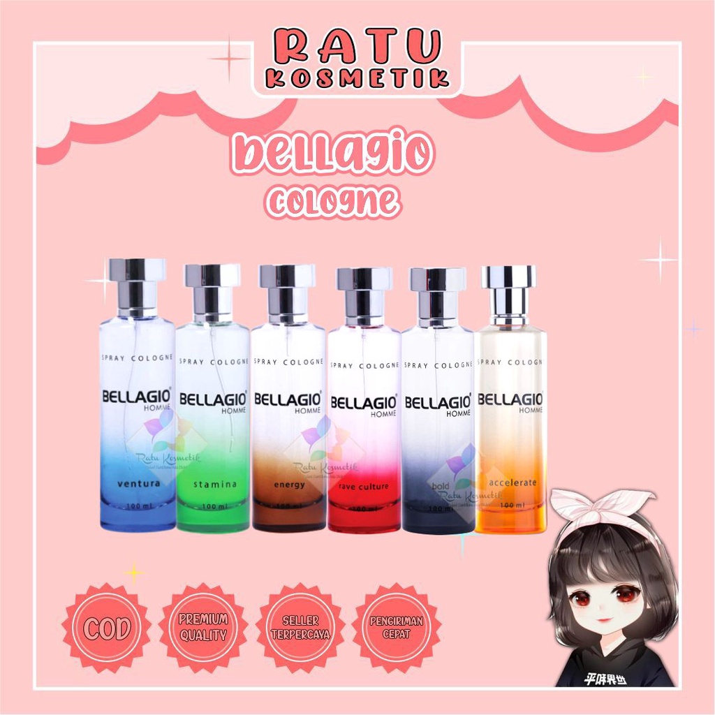 ❤ RATU ❤ Bellagio Parfum Badan Spray Cologne 100ml | Deodorant Spray 80ml | EDT 50ml | Eau De Toilet | Deo Spray Belagio Casablanca Morris Evangeline