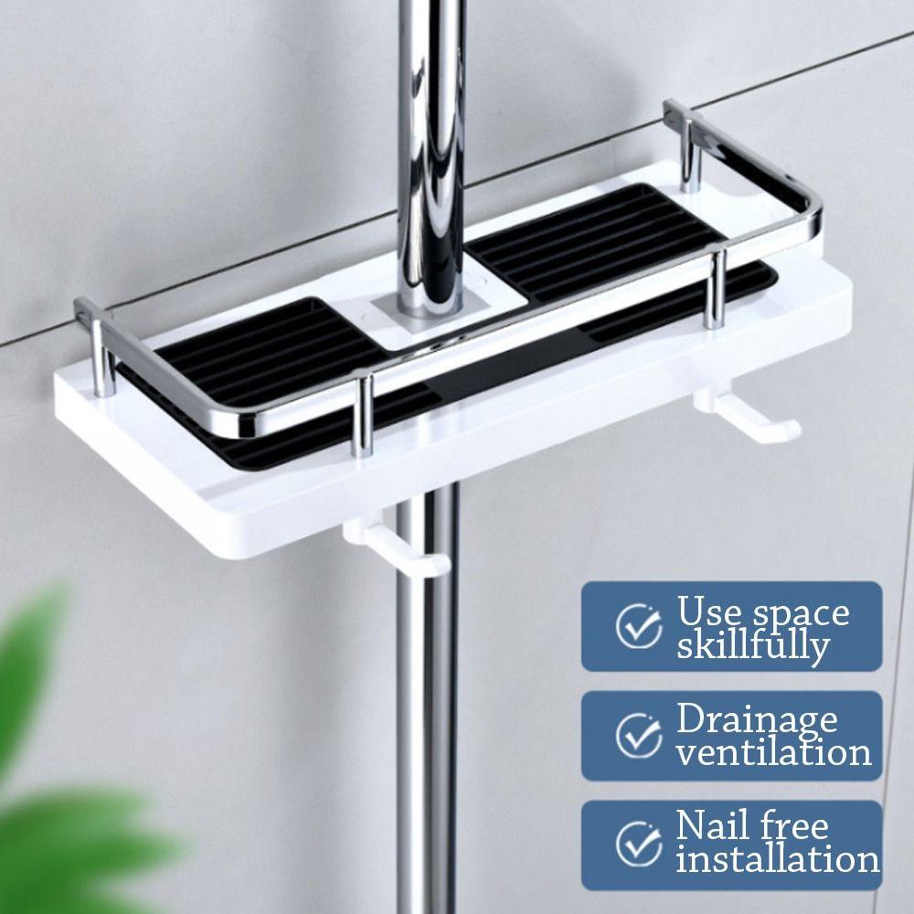 Solighter Tempat Penyimpanan Shower Kamar Mandi Shower Head Holder Tray Holder-Rak Aksesoris Storage Organiser