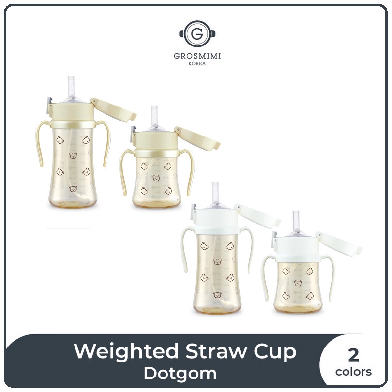 Grosmimi PPSU Dotgom Weighted Straw Cup | Botol Minum Anak