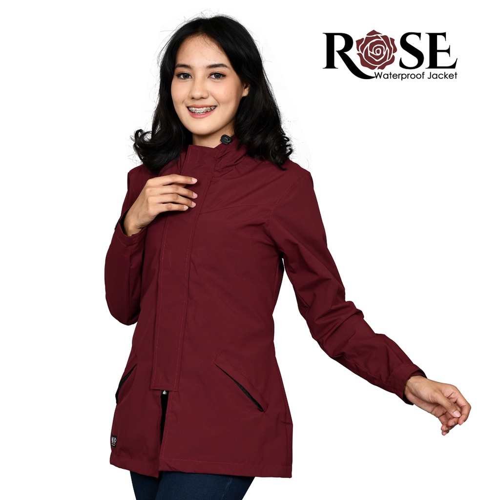 Onfito ROSE Marun Size M/L/XL-Jaket Waterproof Anti Air-Jaket 2 in 1 Lipat Jadi Tas-Jaket Windproof