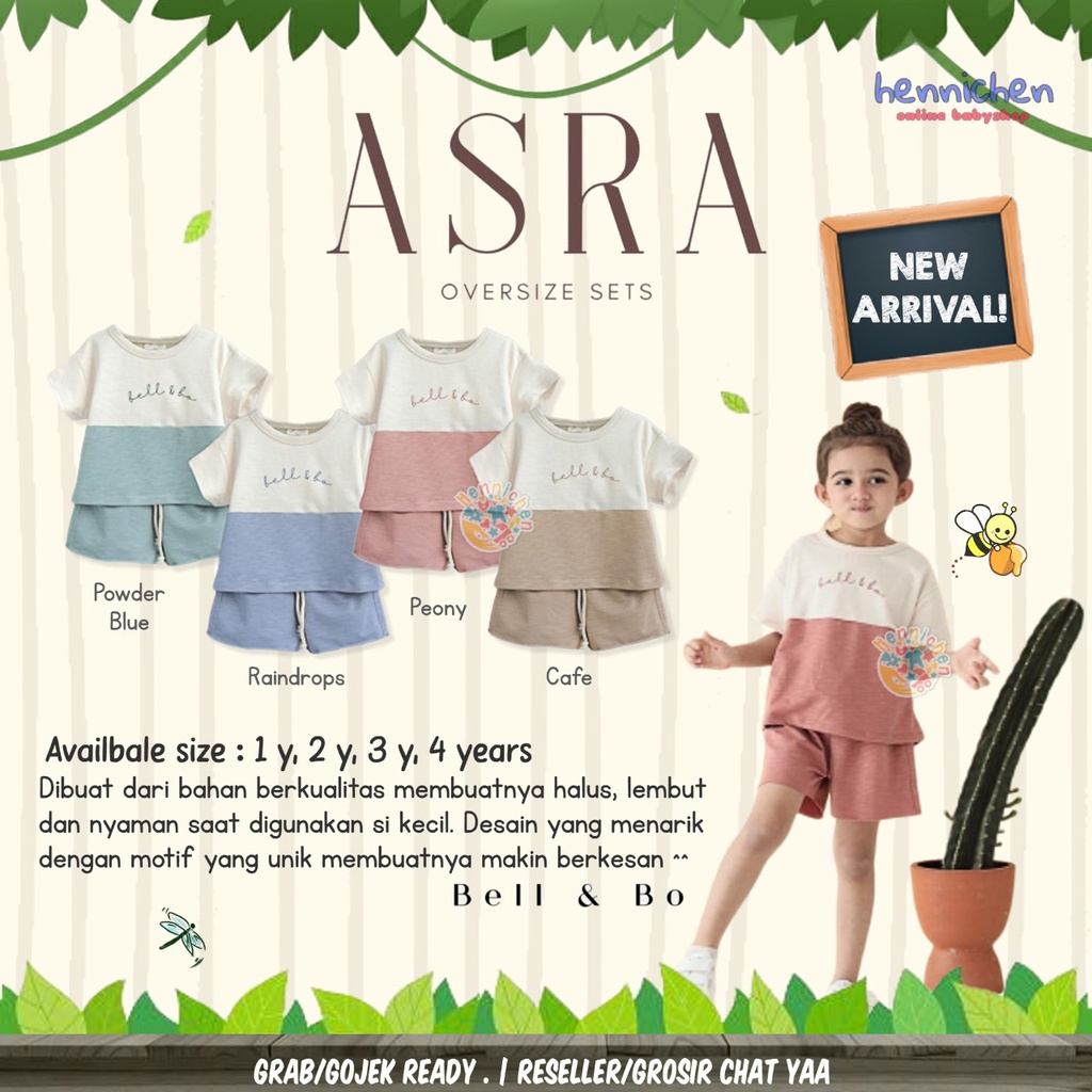 BELL AND BO ASRA OVERSIZE SETS SETELAN OVERSIZE ANAK PEREMPUAN 1-4 TAHUN