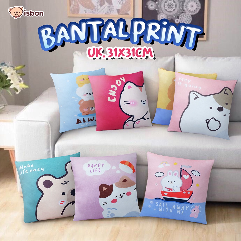 Bantal Sofa Motif Life Quotes Series 31cm x 31cm empuk halus ringan traveling by Istana Boneka