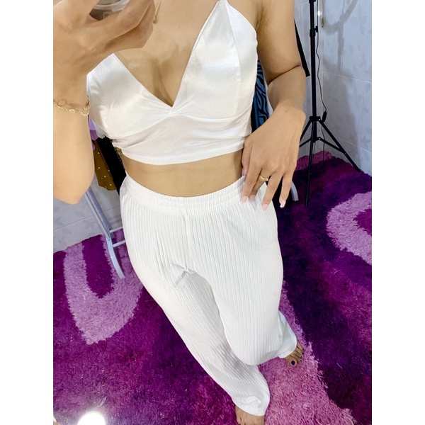 Tanktop Crop Satin With Cup Bra