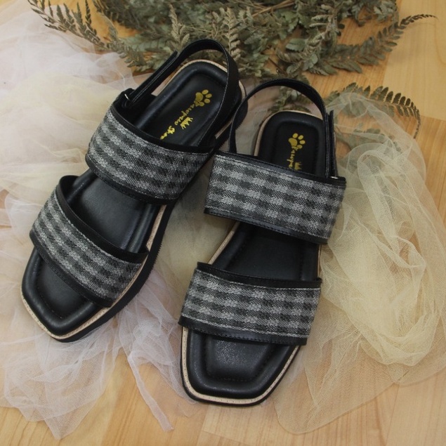 SANDAL WANITA ELLEVANYA BLACK BIG SIZE 41 42 43 44 45 PAWPAW