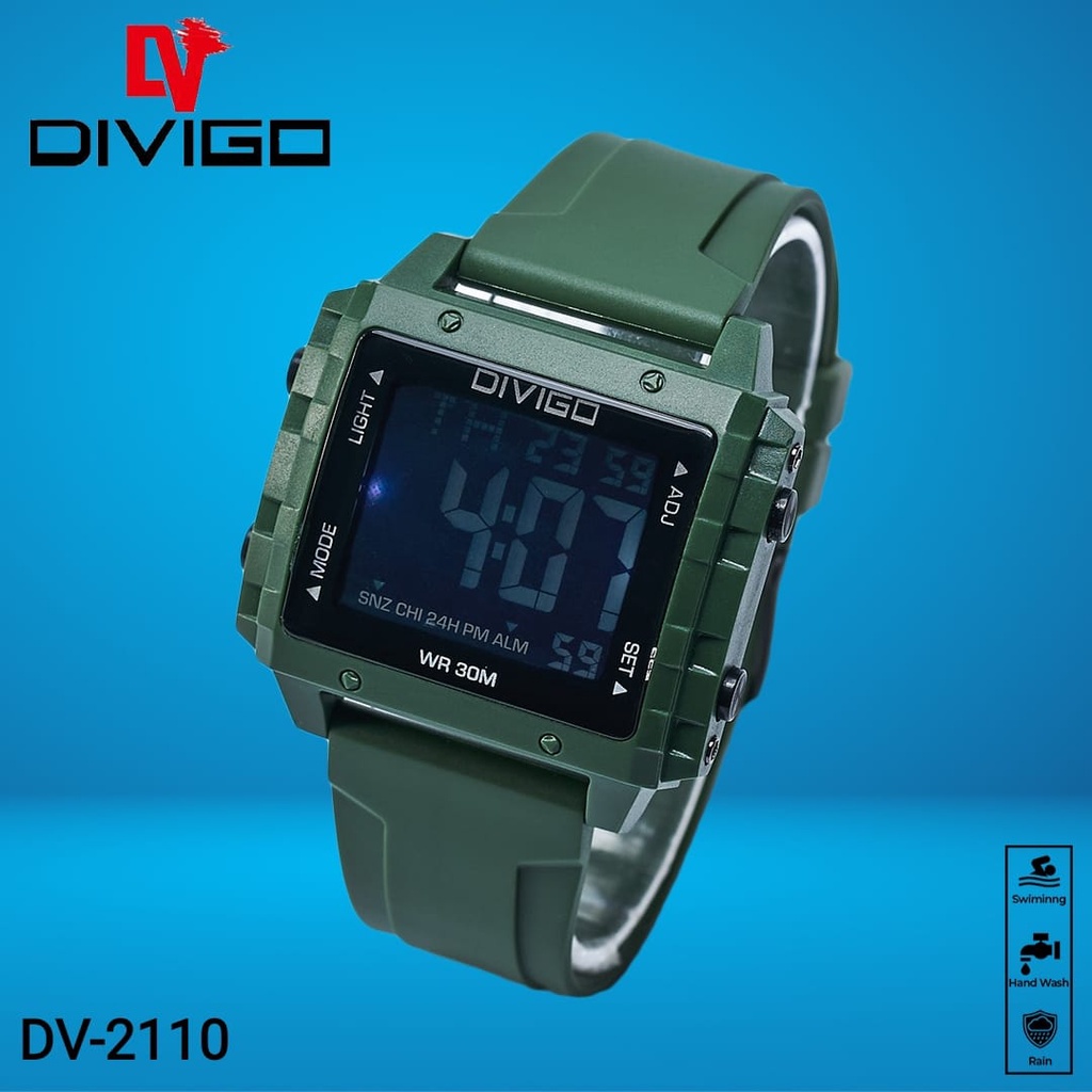 [DGS] Jam tangan digital Wanita/pria DIVIGO Digital Original DV-2110 Water Resistant 3ATM