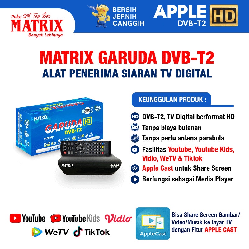 COD Set Top Box Tv Digital MATRIX GARUDA DVB T2 / Set Top Box DVB T2 / Set Box TV Digital / Box TV Digital / Set Top Box TV Tabung / stb dvb t2